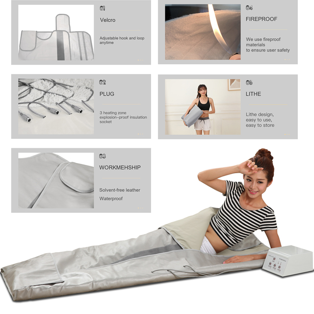 Massage Product Portable 600W Far Infrared Detox 3 Heating Zones Sauna Blanket for Home or Professional Use