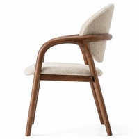 Chaise de salle à manger de luxe moderne et traditionnelle, siège rembourré en bouclette, accoudoirs incurvés, structure métallique durable, pour hôtel et salon