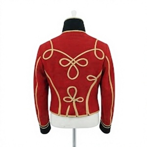 Chaqueta Roja Vintage Casual para Hombre, Uniforme Histórico, Abrigo para Actuaciones Escénicas, Cuello Alto, Logotipo Frontal, Servicio OEM Personalizado - Product Image 5
