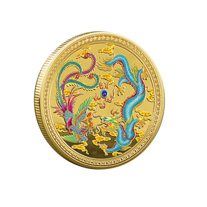 Chinese Dragon Phoenix <strong>Coin</strong> Feng Shui Style Auspicious Commemorative <strong>Coin</strong> Metal Iron Dragon Phoenix <strong>Coin</strong> for Happiness - Product Image 1