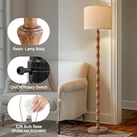 Lampe sur pied rustique SIMIG pour salon, lampe sur pied rétro de style ferme avec interrupteur rotatif, lampe sur pied en résine pour coin de salon