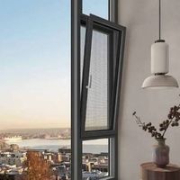 Fenêtre oscillo-battante en aluminium noir à double vitrage trempé, cadre étroit, pour appartement en immeuble de grande hauteur, balcon, cuisine
