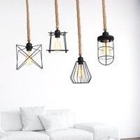 Lampe suspendue en corde industrielle vintage, lampe suspendue en fer artisanal rétro pour la décoration de bar, restaurant, café