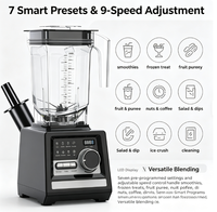 Blender électrique pour glace pilée, smoothies, boissons glacées et fruits, 1800W, capacité de 68 oz, 5+ vitesses et minuterie intégrée