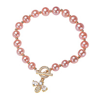 Bracelet HECATE en zircon et perles d'eau douce de 7 mm, bracelet petite abeille, perles presque rondes à fort éclat, fait main