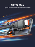 Cable de Carga Multiusos LDNIO LC97u 100W 3 en 1, USB a Tipo-C y Micro USB, Carga Rápida, Carcasa Metálica Anti-Doblez, Cable Universal ISO9001