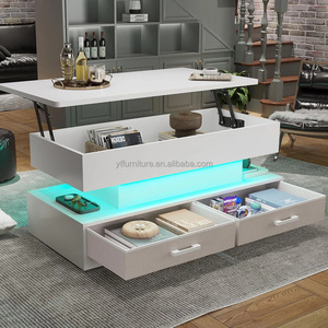 Chất lượng cao hiện đại Bàn cà phê 40 "Lift TOP 2 vải ngăn kéo & LED ánh sáng - Product Image 3