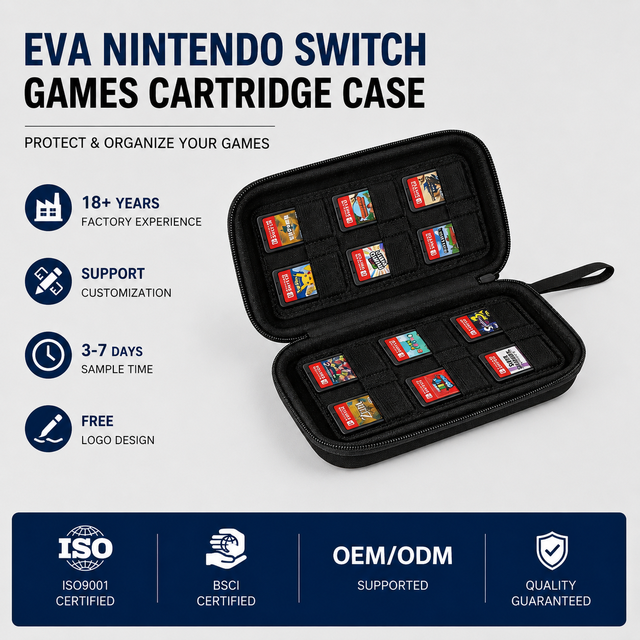Custom EVA  Switch Game Card Case Hard Shell Cartridge Storage Travel Carrying Case for Switch OLED Games