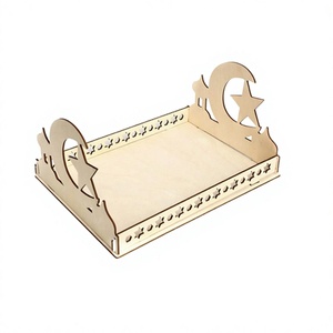 Plateau de Ramadan en bois au design fabuleux avec décorations islamiques, qualité supérieure, forme rectangulaire, plateau alimentaire pour le Ramadan en Inde - Product Image 1