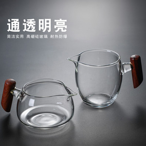 Dispensador de té de vidrio transparente con mango de madera, accesorio resistente al calor para la ceremonia del té Kung Fu - Product Image 4