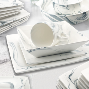 Mármol 16pcs juego de cena de lujo vajilla de cerámica platos cuadrados juegos de cena de porcelana al por <span class=keywords><strong>mayor</strong></span> - Product Image 1
