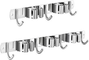 Soporte de pared <span class=keywords><strong>para</strong></span> escoba y fregona, colgador de escoba resistente de acero inoxidable <span class=keywords><strong>para</strong></span> lavandería, habitación, garaje y baño - Product Image 2