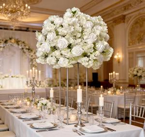 Nueva Llegada, Bola de Flores de Rosa Artificial de Seda Blanca 5D de Lujo y Alta Calidad, Grande de 60 cm, Centros de Mesa y Decoraciones para Bodas - Product Image 2