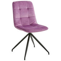Chaise de café de salle à manger en velours bleu clair de luxe avec support en métal