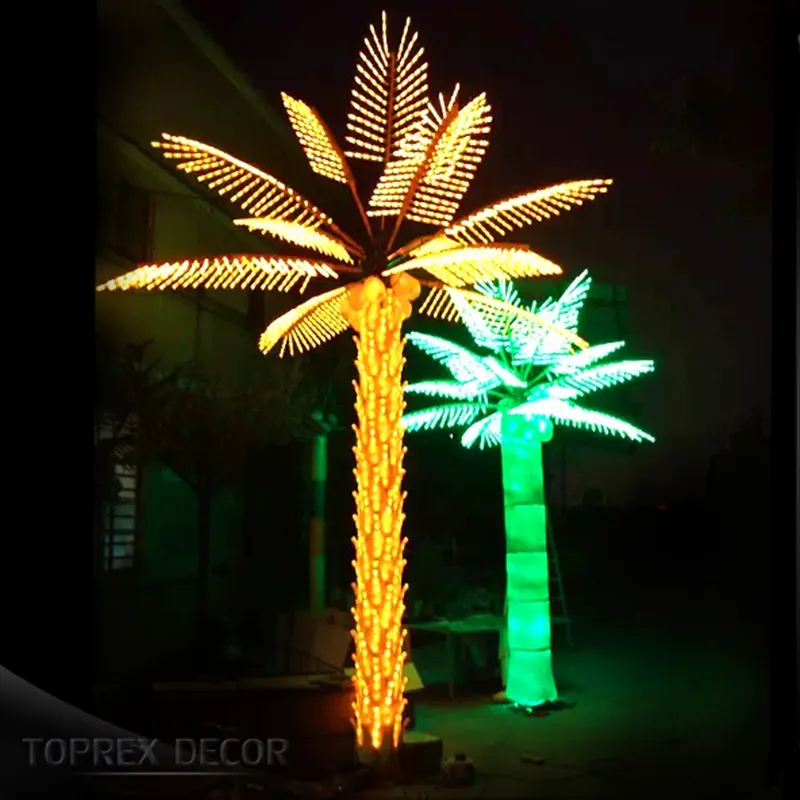 Nueva luz LED de palmera de coco comercial gigante decorativa IP65 a prueba de agua para iluminación exterior luces de piso