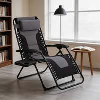 Nouveau design, fauteuil inclinable zéro gravité surdimensionné et confortable, design moderne, hauteur réglable, chaise longue pliable avec rembourrage