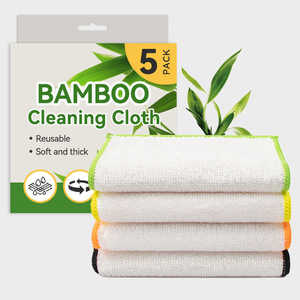 Paño de cocina de fibra de bambú rectangular multifuncional de doble capa para desengrasar y limpiar ollas y sartenes de cocina - Product Image 2