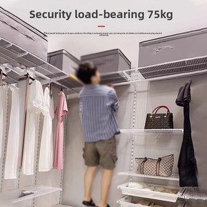 Armario Metálico Minimalista Moderno, Estilo Abierto, Estante para Guardarropa, <span class=keywords><strong>Dormitorio</strong></span>, Puertas Corredizas Montadas en la Pared, 2 Cajones - Product Image 5