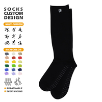 Nouvelle chaussette de compression respirante en tricot, mi-haute, rembourrée, antidérapante, pour le sport, le football, avec logo personnalisé, chaussette de compression noire