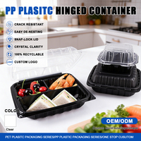 Boîtes à emporter personnalisées pour viande et pâtisserie, type clamshell, avec fenêtre transparente, en PP, pour emballage jetable
