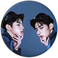 AND2BLE Gantungan Kunci Cermin Tinplate Seri Foto Konsep Cetak Gazed dengan Kantong PP Kemasan Individual