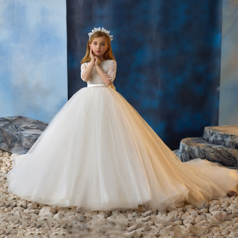 open lace back dress Couture Princess Birthday Special Occasion Glitter Sequin Knee Length Party Dress