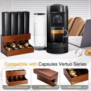 Support de rangement en bois pour dosettes de café avec tiroir pour capsules Nespresso, organisateur de bureau, grande capacité, support pour sachets de thé et boissons - Product Image 4