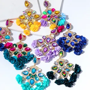 Kaimei 时尚 BA 手工串珠耳环为妇女混合风格蓝色婚礼珠宝流苏流苏耳环为妇女