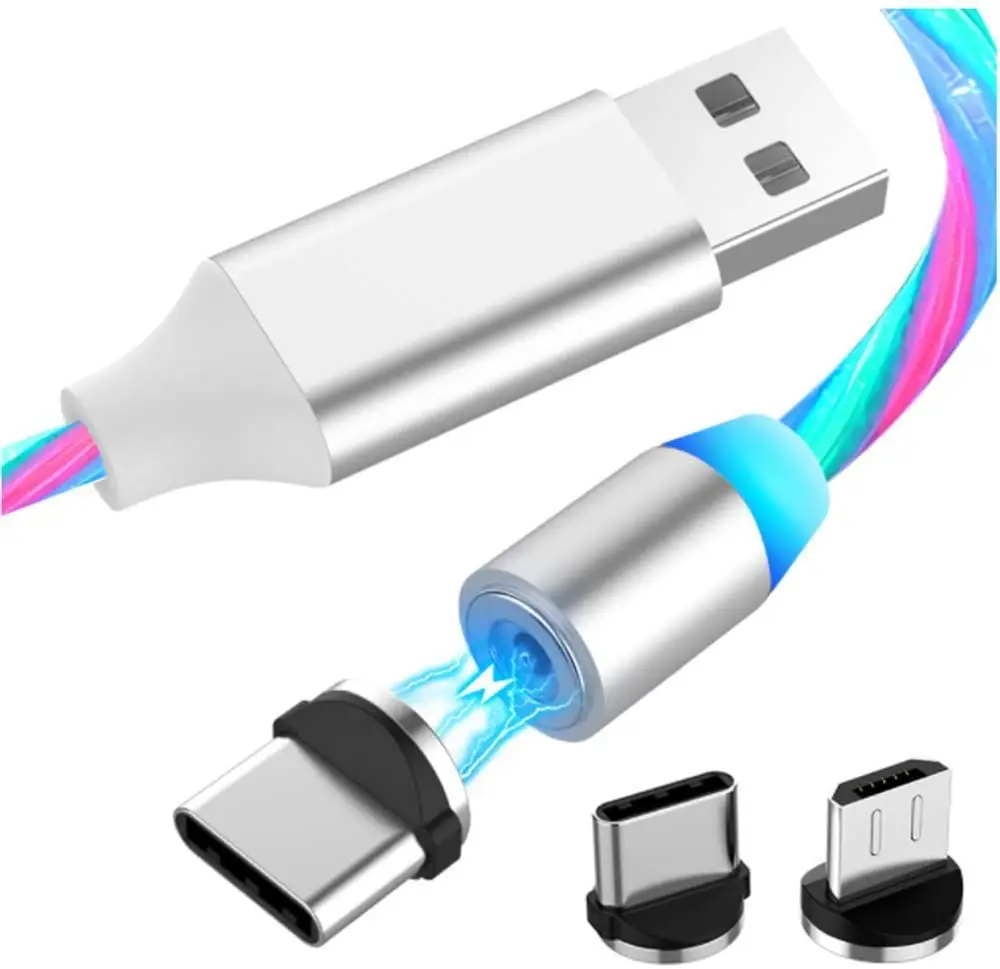 Mobiles Ladegerät Magnetisches USB-Kabel Micro Typ C LED-USB-Kabel 3-in-1-Ladekabel für iPhone 14 13 12 Pro max