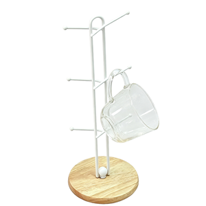 Portabicchieri <span class=keywords><strong>in</strong></span> <span class=keywords><strong>Metallo</strong></span> JB Wire con Base <span class=keywords><strong>in</strong></span> Legno - Product Image 1