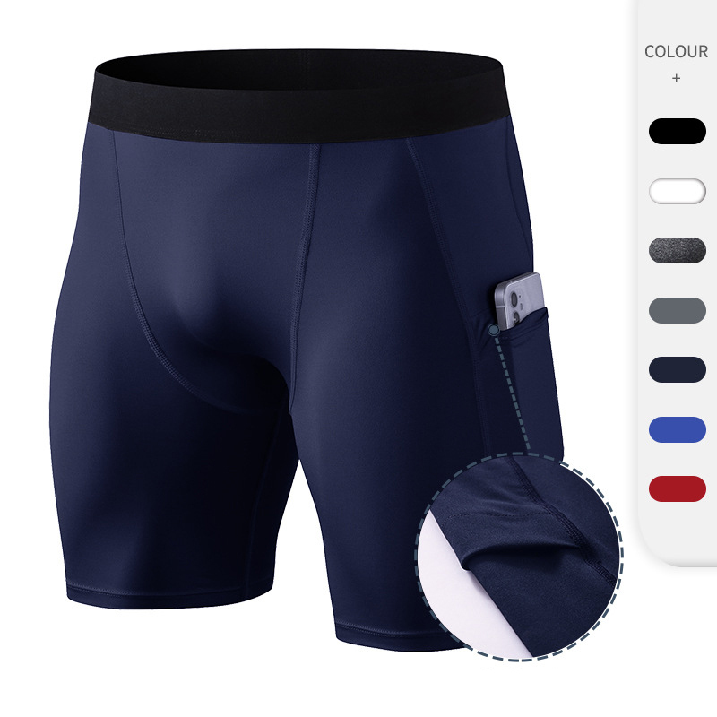 Fitness Men Compression Shorts Gym Sporting Tight Bodybuilding Shorts With Pockets