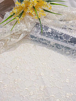 Tissu en tulle brodé 100% polyester, dentelle florale teinte pour robe de mariée, sac, chaussures