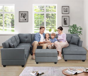 Livraison gratuite, canapé modulaire minimaliste, sectionnel profond, grand canapé en forme de U, gris - Product Image 6