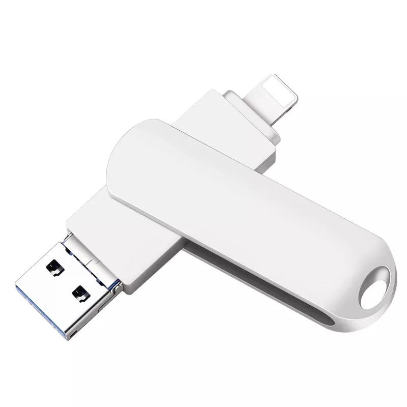 Metal OTG Usb Flash Drive 512GB 256GB 128GB 64GB 32GB 16GB 8GB For iPhone 3 in 1 Lightning HD USB Flash 3.0