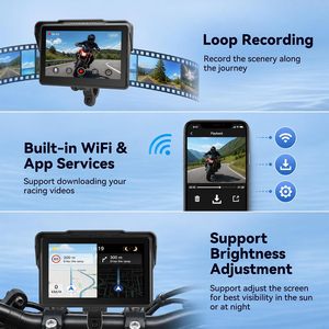 Bestsonic GPS <span class=keywords><strong>para</strong></span> Motocicleta <span class=keywords><strong>de</strong></span> 7'' con CarPlay y Android Auto Inalámbrico, Cámara/Grabadora Dual 2K, Sistema <span class=keywords><strong>de</strong></span> Navegación, Resistente al Agua IP67 - Product Image 5