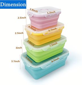 Hot Sale Collapsible Platinum Silicone 350ML Heatable Microwave Leakproof Eco-Friendly Portable School Folding Bento <b>Lunch</b> <b>Boxes</b> - Product Image 2