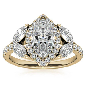 SGARIT <strong>Jewellery</strong> 24K <strong>Yellow</strong> Gold 12*6 Mm Marquise Cut 2Ct Vvs Moissanite Diamond Wedding Engagement Ring Jewelry for Women - Product Image 1