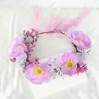Couronne florale de coquelicots violets pour femme, serre-tête, accessoire de coiffure pour mariage, festival, plage, séance photo