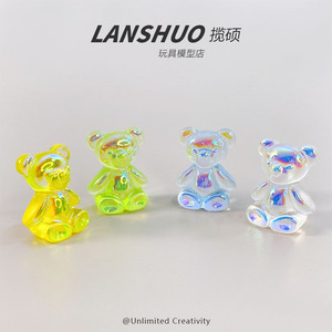 Miniature 3D Teddy Bear Ornament Plastic Resin DIY Jewelry Set Keychain Pendant Desktop Decor Craft Supplies - Product Image 4