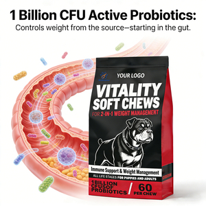 תוסף תזונה רך ללעיסה לניהול משקל כלבים OEM/ODM, מקדם תחושת שובע, מטבוליזם בריא ושריר רזה. - Product Image 6