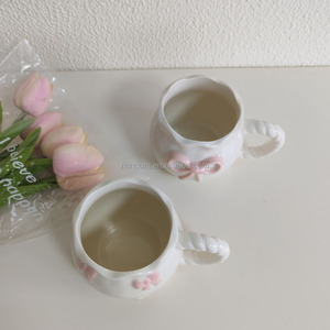 <span class=keywords><strong>Tazza</strong></span> in ceramica <span class=keywords><strong>rosa</strong></span> creativa con Design Bowknot goffrato <span class=keywords><strong>tazza</strong></span> da caffè da 330ml per uso quotidiano e regali - Product Image 2