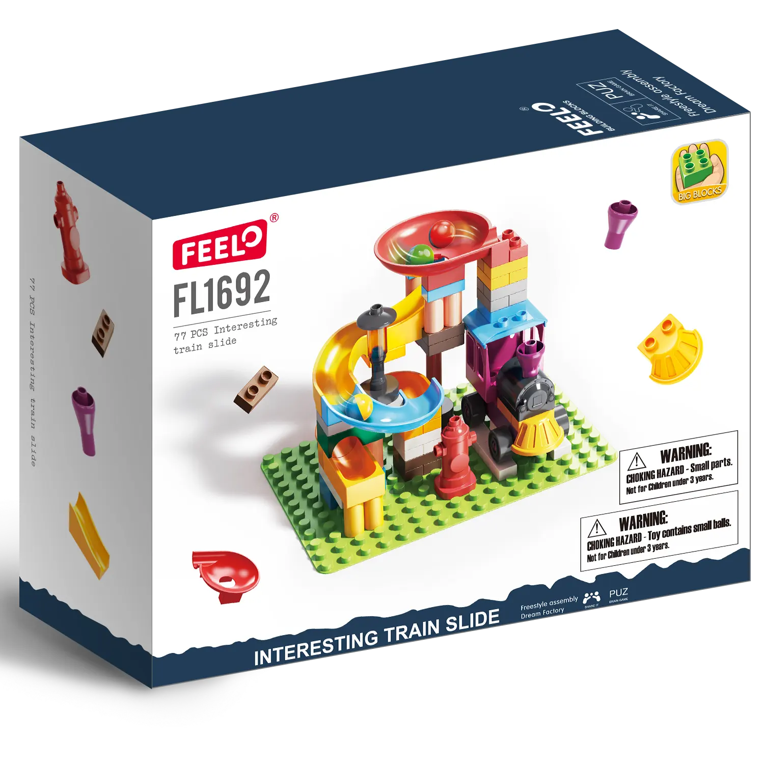 Feelo 2023 mới đổi mới pcs điện lưu thông bàn xoay Train Side khối xây dựng đồ chơi đồ chơi giáo dục
