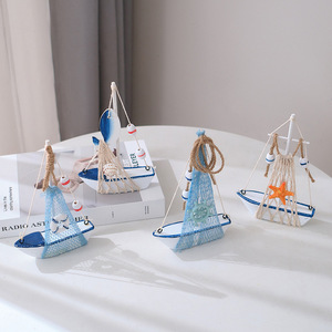 Mini Sailboat Model Wooden <b>Boat</b> Desktop Decoration Photo Prop Seaside Souvenir - Product Image 3