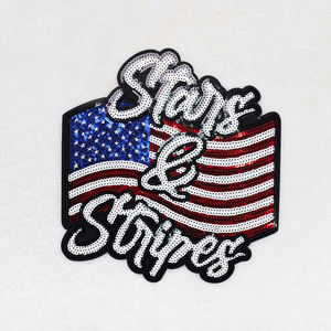High Quality 2025 New United States Glitter Usa Independence Day <b>Sew</b> <b>On</b> Usa Custom Embroidery Sequin <b>Patch</b> For Clothing - Product Image 5