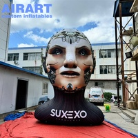6m de haut motif d'impression Offre Spéciale accessoires de tête de Robot gonflable, décoration de scène de musique ballon de tête de Robot AI gonflable