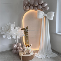 Promotion SMS : Toile de fond de mariage moderne personnalisée en acrylique PVC blanc 3D avec éclairage LED pour événements romantiques (vente en gros)
