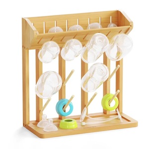 ชั้นวางขวดนมไม้แบบหลายชั้นพร้อมที่เก็บจุกนมหลอกสำหรับวางบนโต๊ะ - Product Image 1