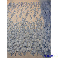 Kain Tulle Prancis Bordir Ringan Berhias Manik-Manik, Kain Lace Tali Afrika Warna-Warni Larut Air, Payet, Lace, Bunga 3D