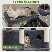 Arbre à Chat en Gros Pas Cher Multi-Niveaux Gris Foncé Moderne, Grande Plateforme à Base Large avec Condo et Poteaux à Griffer