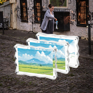 Tùy chỉnh rõ ràng từ Acrylic hình ảnh khung hai mặt hiển thị Rack với sò điệp cạnh hình ảnh cầm tay đứng - Product Image 3